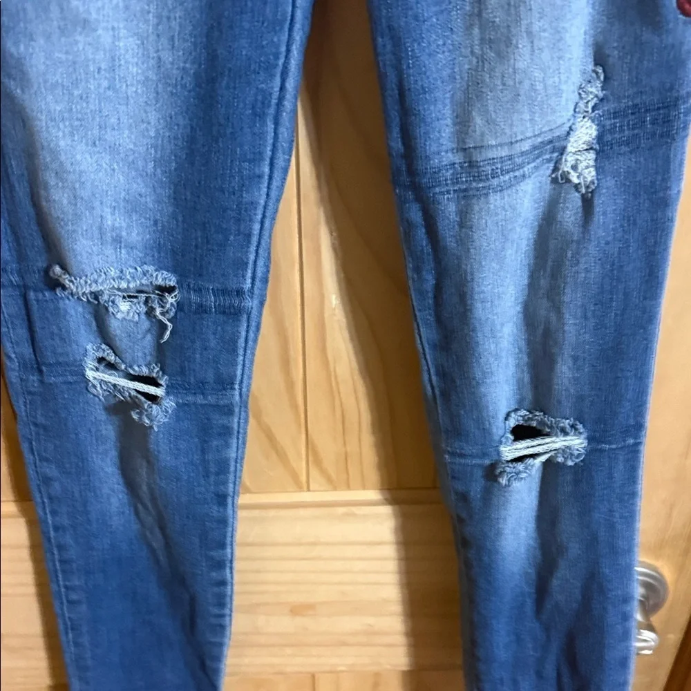 Mudd Blue Jeans with Red Floral Embroidery
